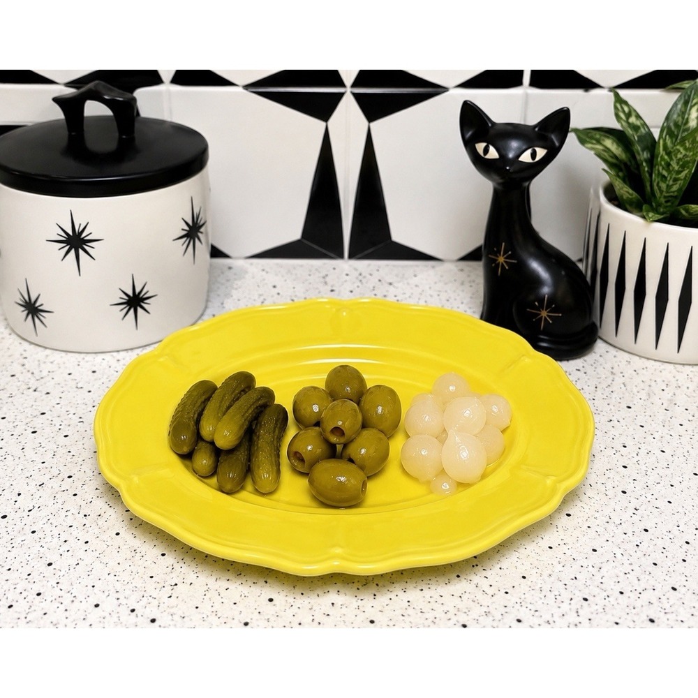 Vintage Lemon Yellow Federalist Ironstone Oval‎ Serving Platter Japan 8" MCM